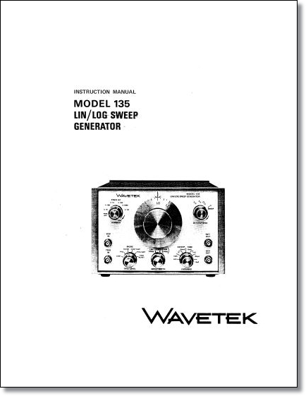 Wavetek 135 Lin/Log Sweep Generator Operator's Manual - Click Image to Close